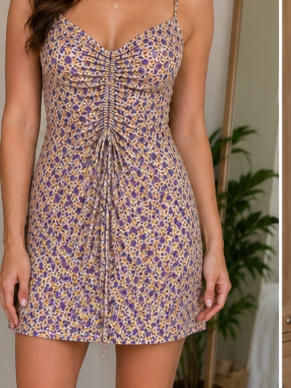 Zara Floral Satin Slip Dress With Straps